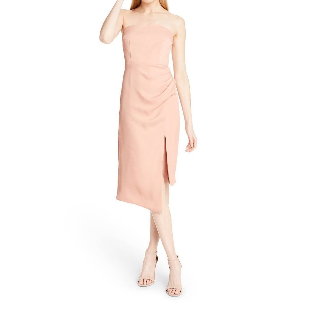 Cushnie x Target Womens Strapless Cocktail Dress Blush Pink Front Slit size 6